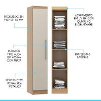 Armário Modulado Selene 1pt 40x218cm Mdp Menu Móveis Carvalho - 2