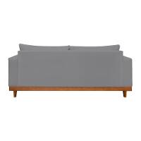 Sofá 2 Lugar Base Reforçada Madeira Tecido Linho + Almofada Grafite - 4