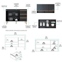 Cozinha Modulada Com Torre Quente Sabrina 6pçs Menu Móveis Preto