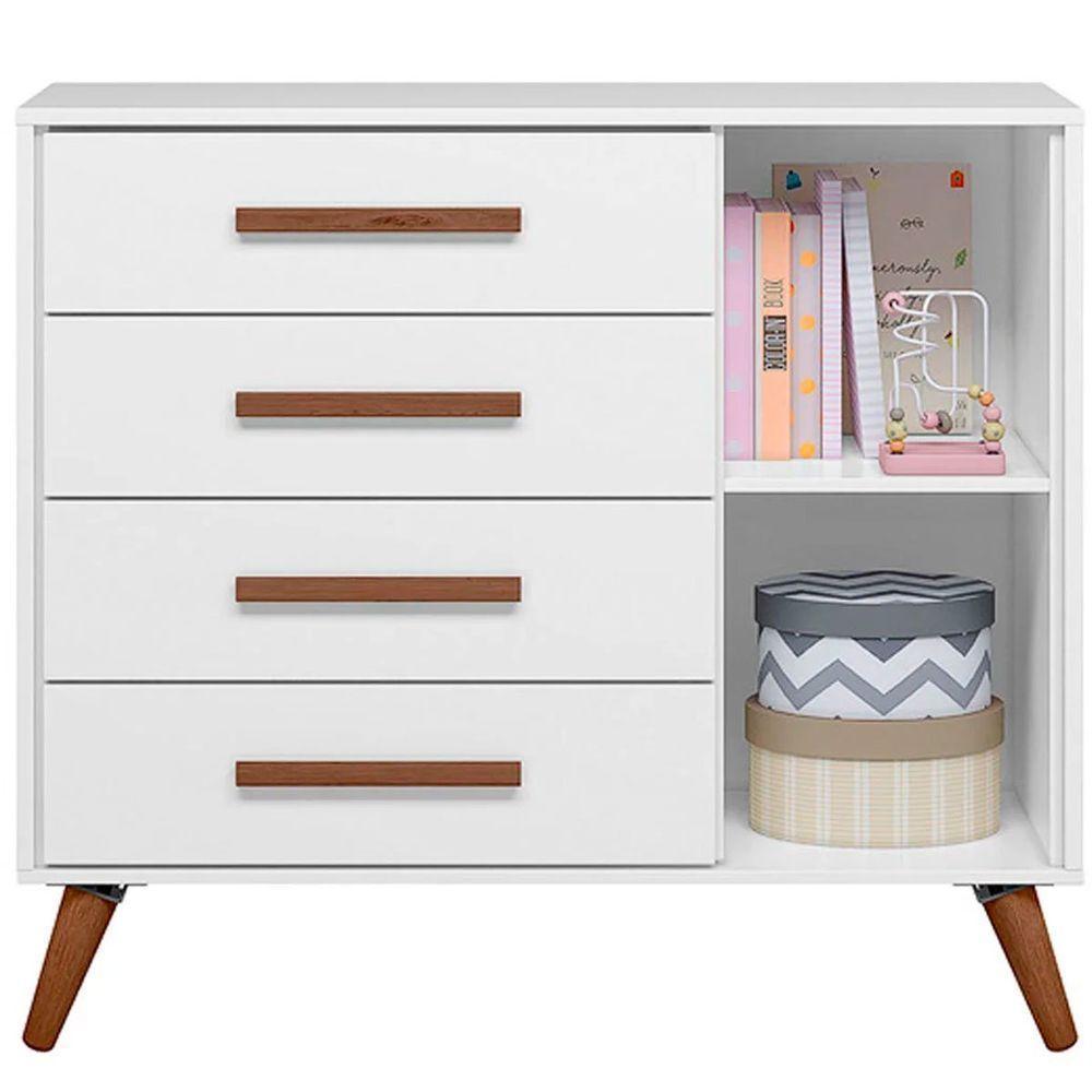 Cômoda Sapateira Infantil 1 Porta 4 Gavetas Magia Branco Acetinado - 2