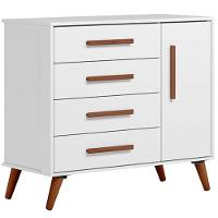 Cômoda Sapateira Infantil 1 Porta 4 Gavetas Magia Branco Acetinado - 1