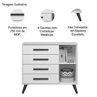 Cômoda Sapateira Infantil 1 Porta 4 Gavetas Magia Branco Acetinado