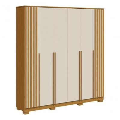 Guarda Roupa Emirados Casal 6 Portas Ripado E 4 Gavetas 100% Mdf Linhamobilia - Cinamomo/off White