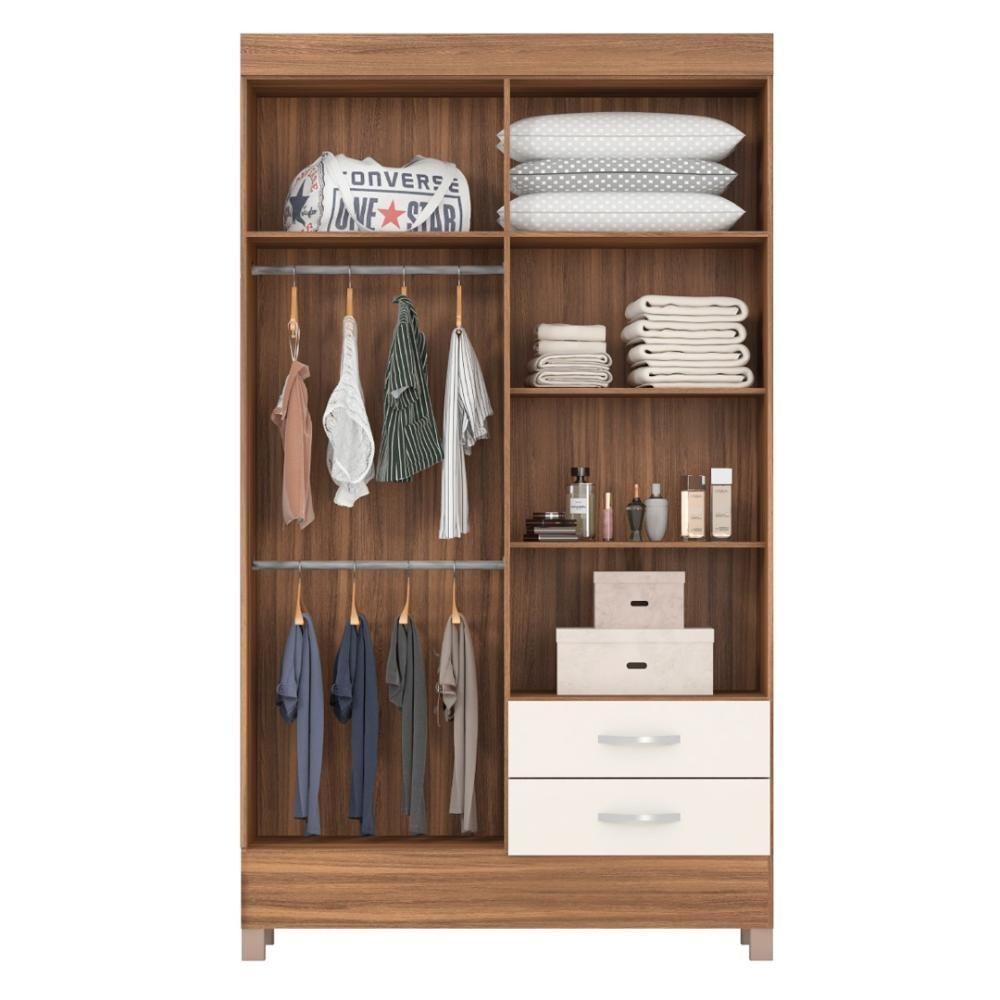 Kit Guarda Roupa Solteiro 4 Portas Astro Cômoda Atria Amêndola Touch Off White - 6