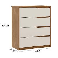 Kit Guarda Roupa Solteiro 4 Portas Astro Cômoda Atria Amêndola Touch Off White - 5