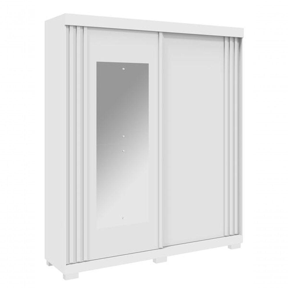 Guarda Roupa Austria Casal 2 Portas De Correr Ripado Com Espelho E 3 Gavetas 100% Mdf Linhamobilia - Branco - 1