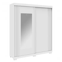 Guarda Roupa Austria Casal 2 Portas De Correr Ripado Com Espelho E 3 Gavetas 100% Mdf Linhamobilia - Branco - 1