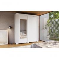 Guarda Roupa Austria Casal 2 Portas De Correr Ripado Com Espelho E 3 Gavetas 100% Mdf Linhamobilia - Branco - 2