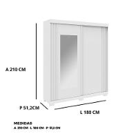 Guarda Roupa Austria Casal 2 Portas De Correr Ripado Com Espelho E 3 Gavetas 100% Mdf Linhamobilia - Branco
