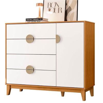 Cômoda Sapateira 4 Gavetas 1 Porta 100% Mdf Cauê Cinamomo/branco