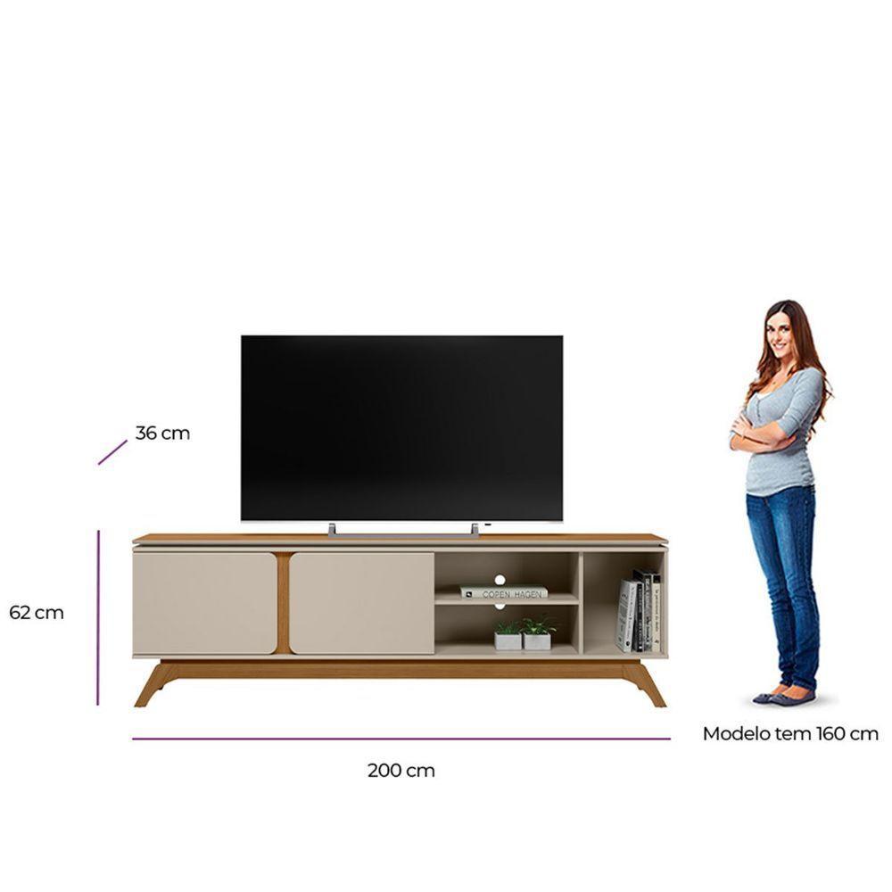 Rack Para Tv Até 70 Polegadas 2 Portas Com Nicho Lazul Nature/off White - 3