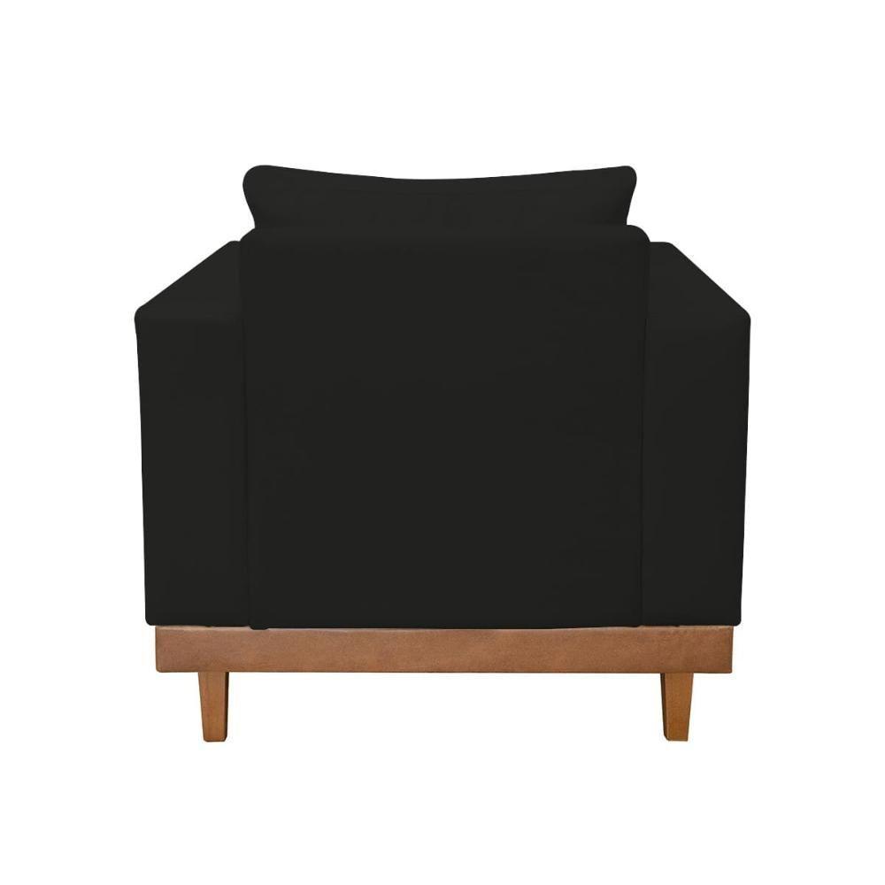 Sofá Poltrona Living Base Madeira Sala Quarto Recepção Suede Preto - 4