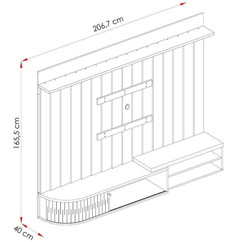 Painel Suspenso Tv 75 Polegadas ímola Cinamomo Off White Madetec - 2