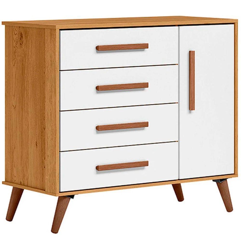 Cômoda Sapateira Infantil 1 Porta 4 Gavetas Magia Freijó/branco Acetinado - 1