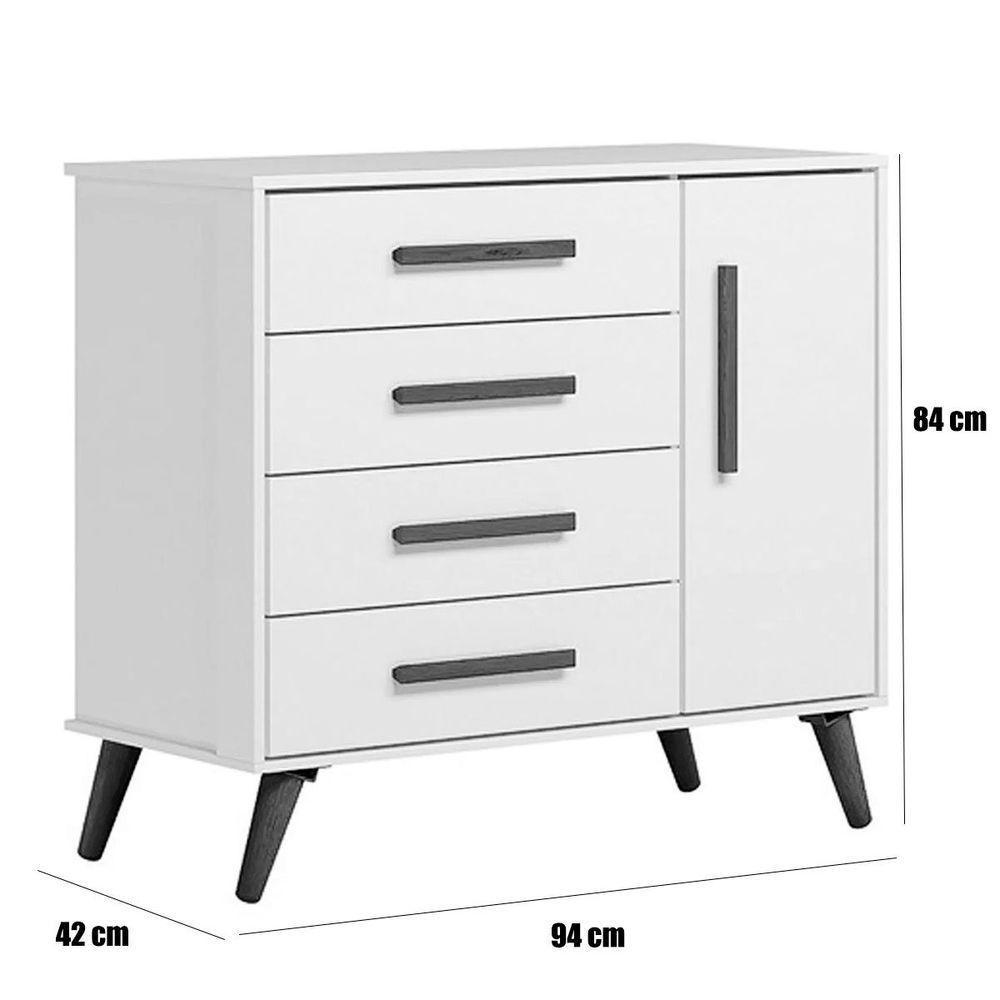 Cômoda Sapateira Infantil 1 Porta 4 Gavetas Magia Freijó/branco Acetinado - 3