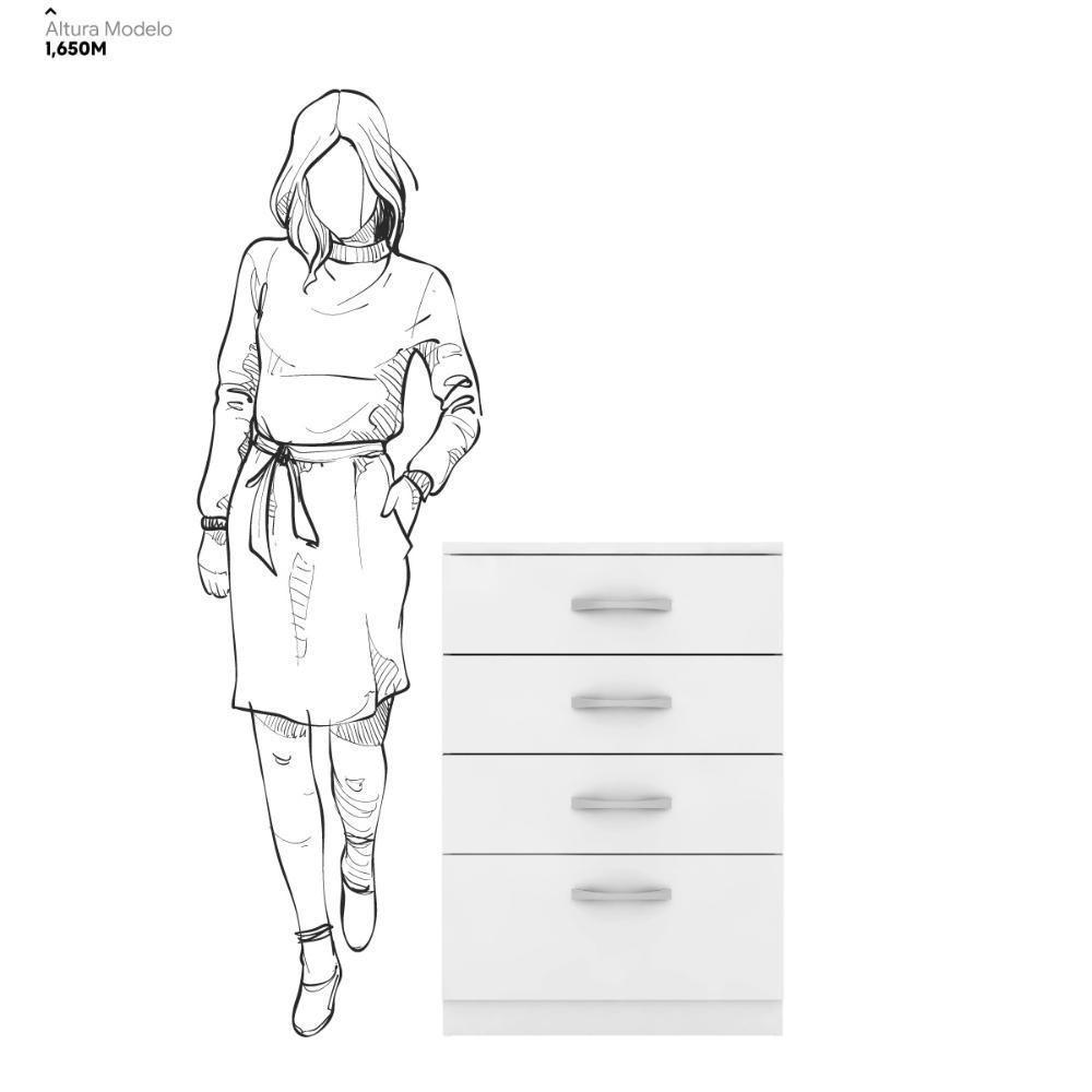 Kit Guarda Roupa Casal Com Espelho 8 Portas Munique Cômoda Astral Branco - 2