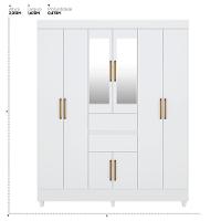 Kit Guarda Roupa Casal Com Espelho 8 Portas Munique Cômoda Astral Branco - 5