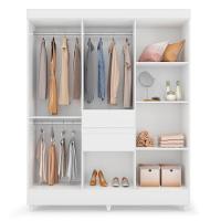 Kit Guarda Roupa Casal Com Espelho 8 Portas Munique Cômoda Astral Branco - 7