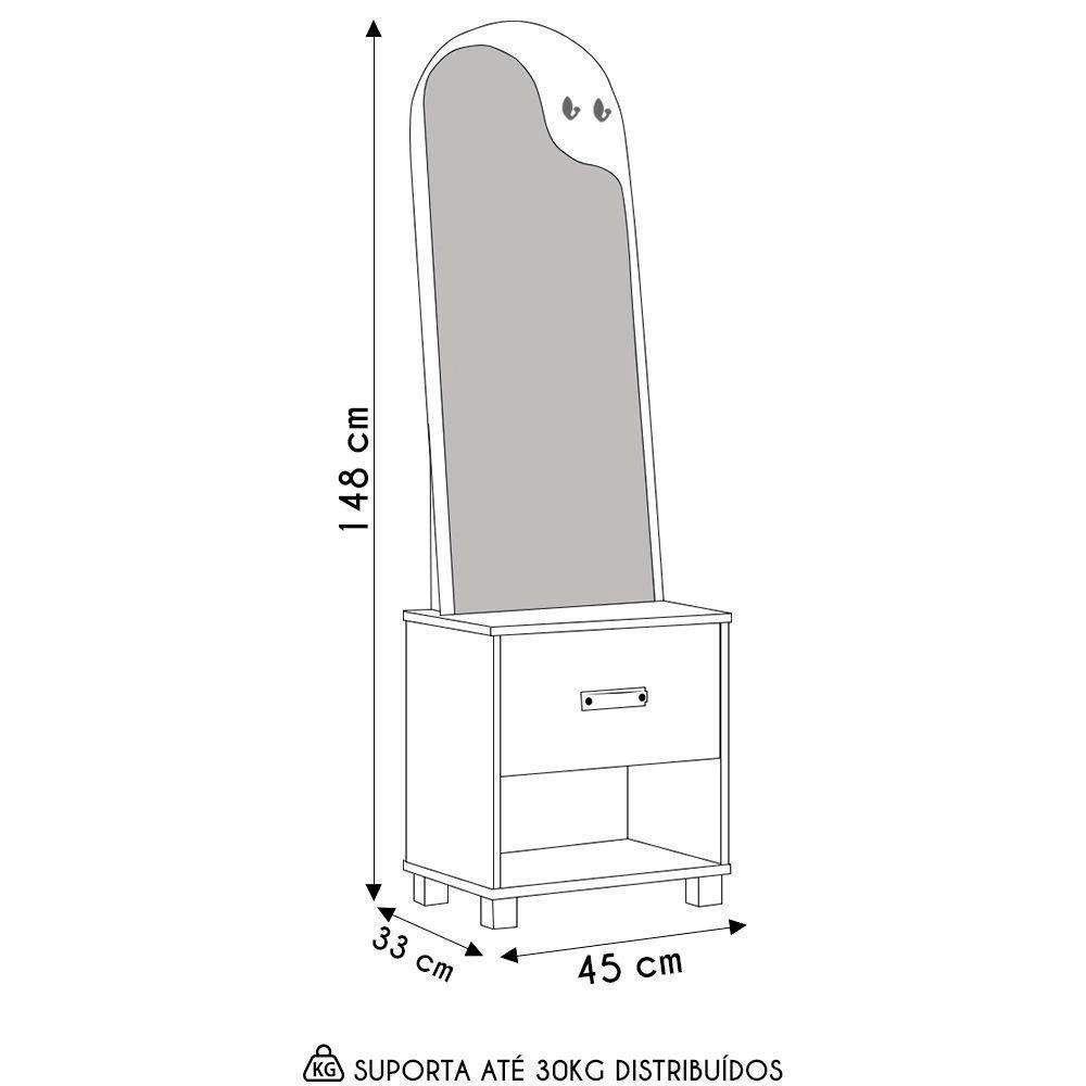 Toucador Organic Com Espelho 1 Gaveta E Nicho Ej Móveis Freijó - 6