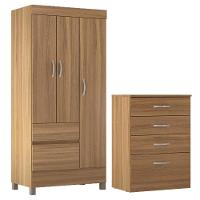 Kit Guarda Roupa Solteiro 3 Portas Wind Cômoda Astral Amêndola Touch - 1