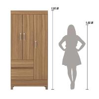 Kit Guarda Roupa Solteiro 3 Portas Wind Cômoda Astral Amêndola Touch - 8