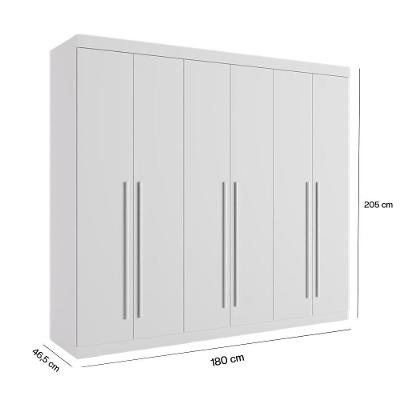 Guarda Roupa Casal Uruguai 6 Portas 2 Gavetas Bege Médio Branco MDP