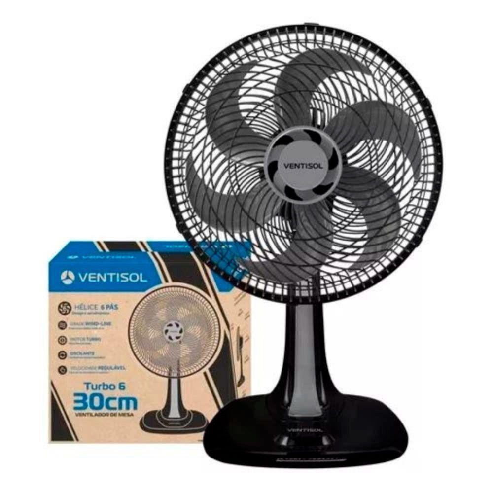 Ventilador Oscilante Mesa 30cm Turbo 6 Pás 220V Ventisol Preto 220V - 4