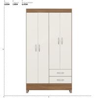 Kit Guarda Roupa Solteiro 4 Portas Astro Cômoda Astral Amêndola Touch Off White - 2