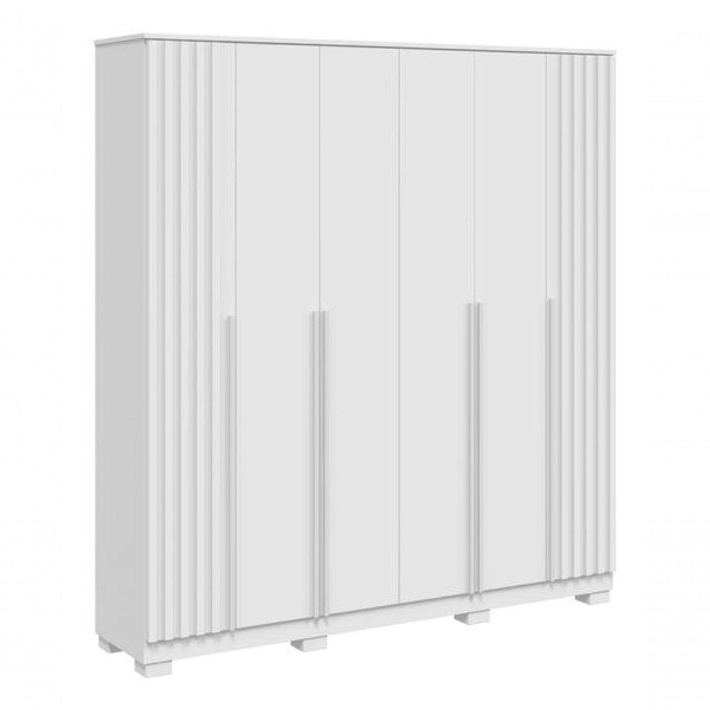 Guarda Roupa Emirados Casal 6 Portas Ripado E 4 Gavetas 100% Mdf – Linhamobilia Branco - 1