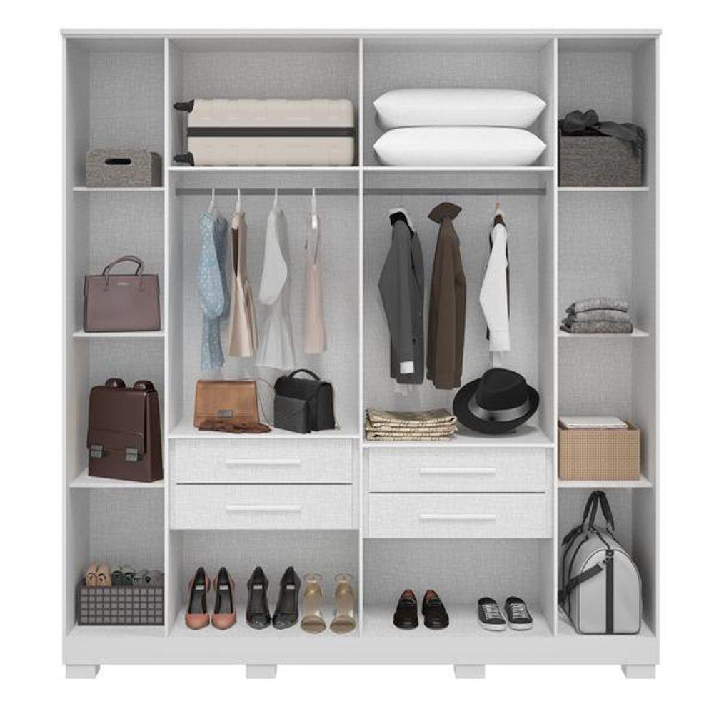Guarda Roupa Emirados Casal 6 Portas Ripado E 4 Gavetas 100% Mdf – Linhamobilia Branco - 3