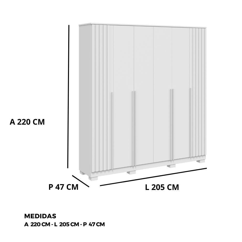 Guarda Roupa Emirados Casal 6 Portas Ripado E 4 Gavetas 100% Mdf – Linhamobilia Branco - 4