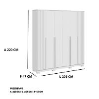 Guarda Roupa Emirados Casal 6 Portas Ripado E 4 Gavetas 100% Mdf – Linhamobilia Branco