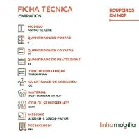 Guarda Roupa Emirados Casal 6 Portas Ripado E 4 Gavetas 100% Mdf – Linhamobilia Branco - 5