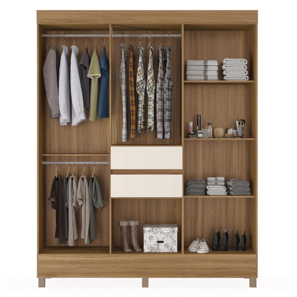 Kit Guarda Roupa Casal 8 Portas Munique Cômoda Astral Amêndola Touch Off White - 4