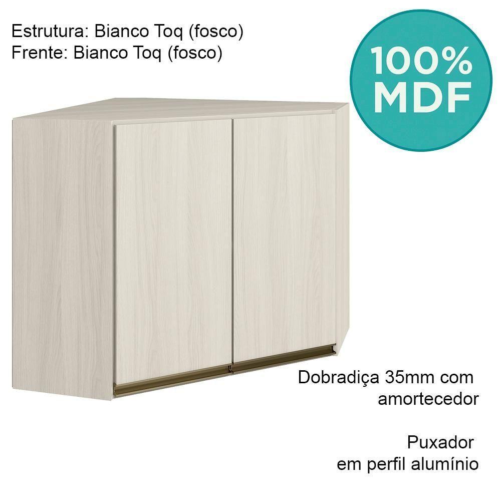 Armario Canto Obliquo 2 Portas Mdf 75cm Kali 12209 Bianco Toq Nicioli - 6