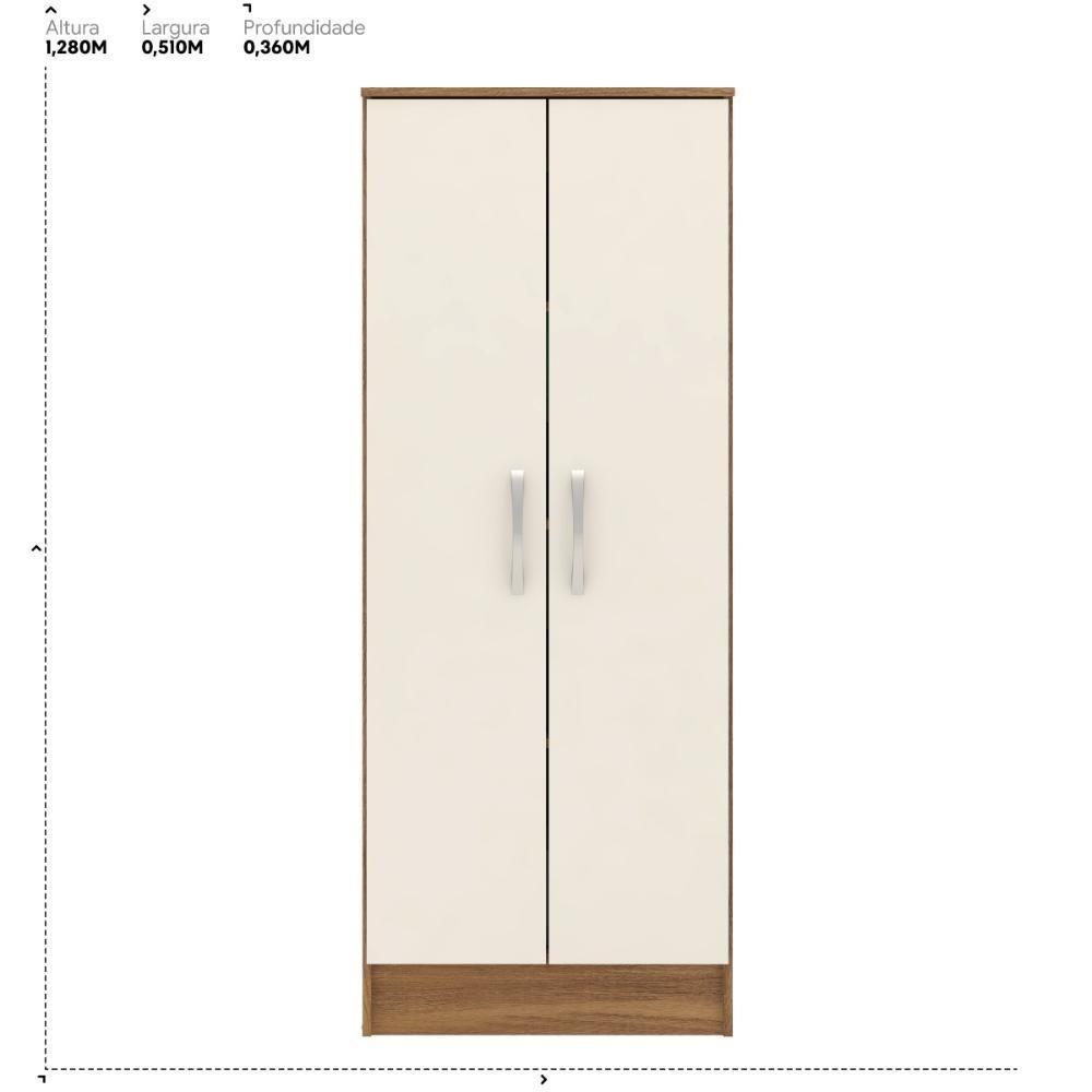 Armário Multiuso Sapateira 2 Portas Viena Amêndola Touch Off White - 2