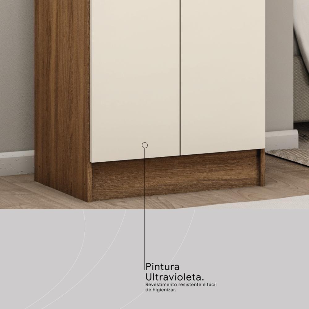 Armário Multiuso Sapateira 2 Portas Viena Amêndola Touch Off White - 5
