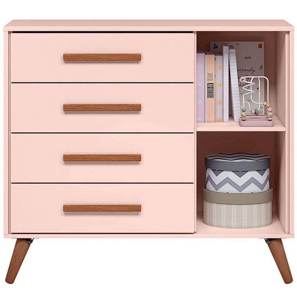 Cômoda Sapateira Infantil 1 Porta 4 Gavetas Magia Rosa - 2