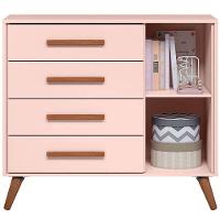 Cômoda Sapateira Infantil 1 Porta 4 Gavetas Magia Rosa - 2