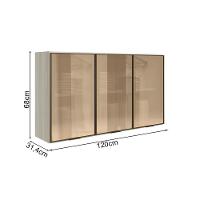 Armario Aereo 3 Portas Vidro Mdf 120 Cm Kali 1219763 Bianco Toq Nicioli