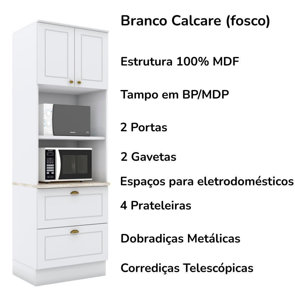 Torre Quente 2 Portas 2 Gav 72 Cm C351 Americana Branco Calcare Henn - 5