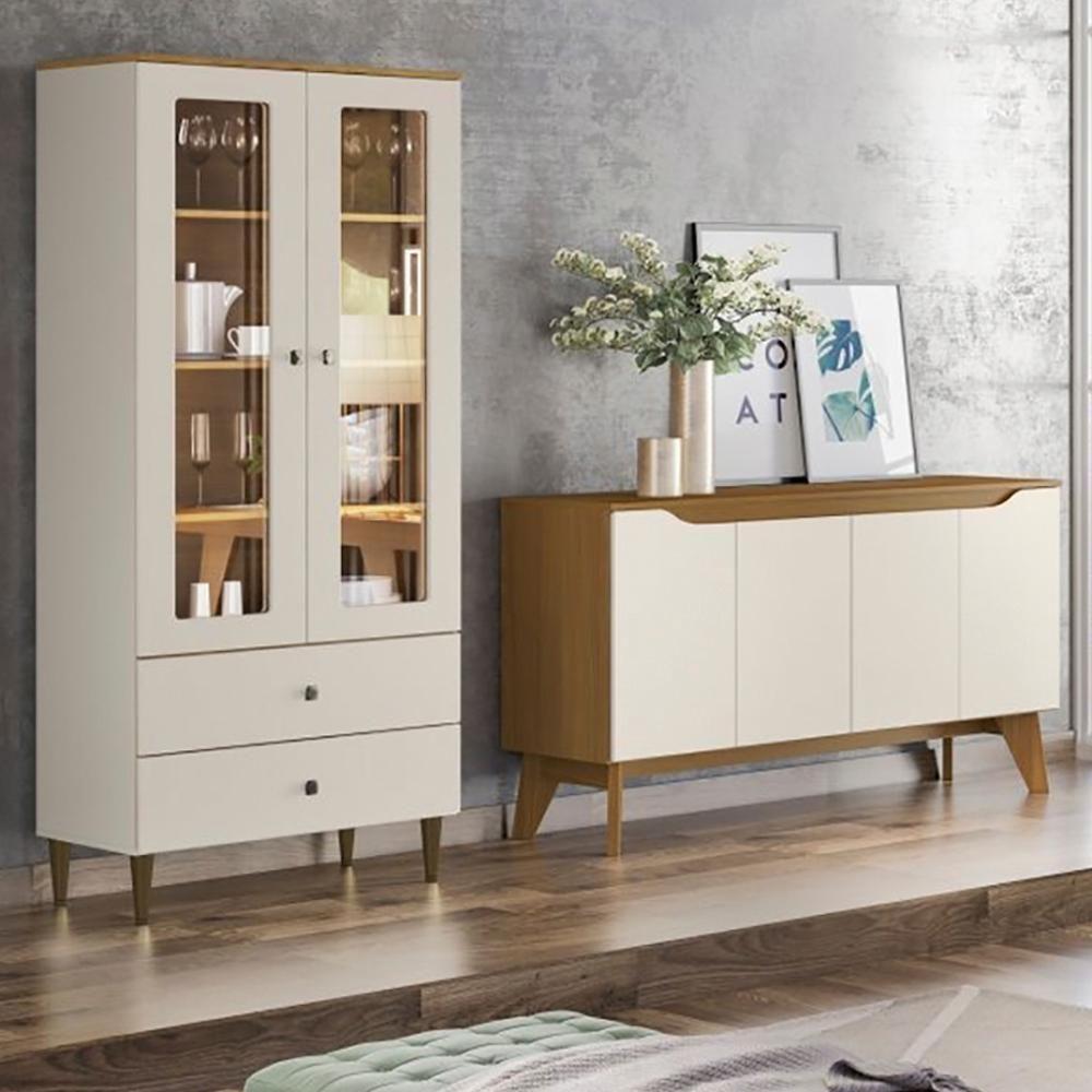 Cristaleira Liz E Buffet Quartzo Para Sala Off White Nature Henn - 2
