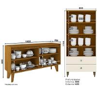 Cristaleira Liz E Buffet Quartzo Para Sala Off White Nature Henn - 5