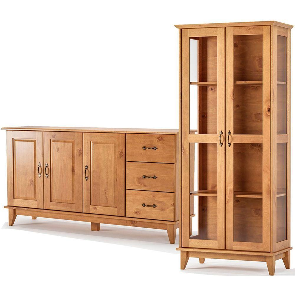 Buffet Aparador 3 Portas 3 Gav. 156 Cm E Cristaleira 2 Portas Bella Slim Carvalho Fosco - 1