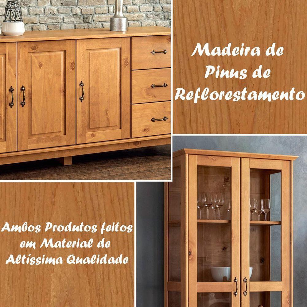 Buffet Aparador 3 Portas 3 Gav. 156 Cm E Cristaleira 2 Portas Bella Slim Carvalho Fosco - 8