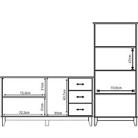 Buffet Aparador 3 Portas 3 Gav. 156 Cm E Cristaleira 2 Portas Bella Slim Carvalho Fosco - 6