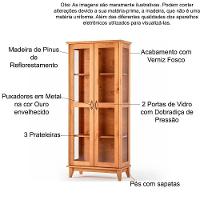 Buffet Aparador 3 Portas 3 Gav. 156 Cm E Cristaleira 2 Portas Bella Slim Carvalho Fosco - 7