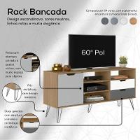 Rack Bancada Tv 60 Pol 140 Cm Grafite Prata Branco Carvalho Arly - 5