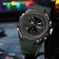 Relógio Esportivo Masculino - à Prova D'água 50m, Display Led Preto Verde - 2