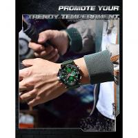 Relógio Cronógrafo De Negócios De Luxo Para Homens - Dupla Mostragem Verde - 3